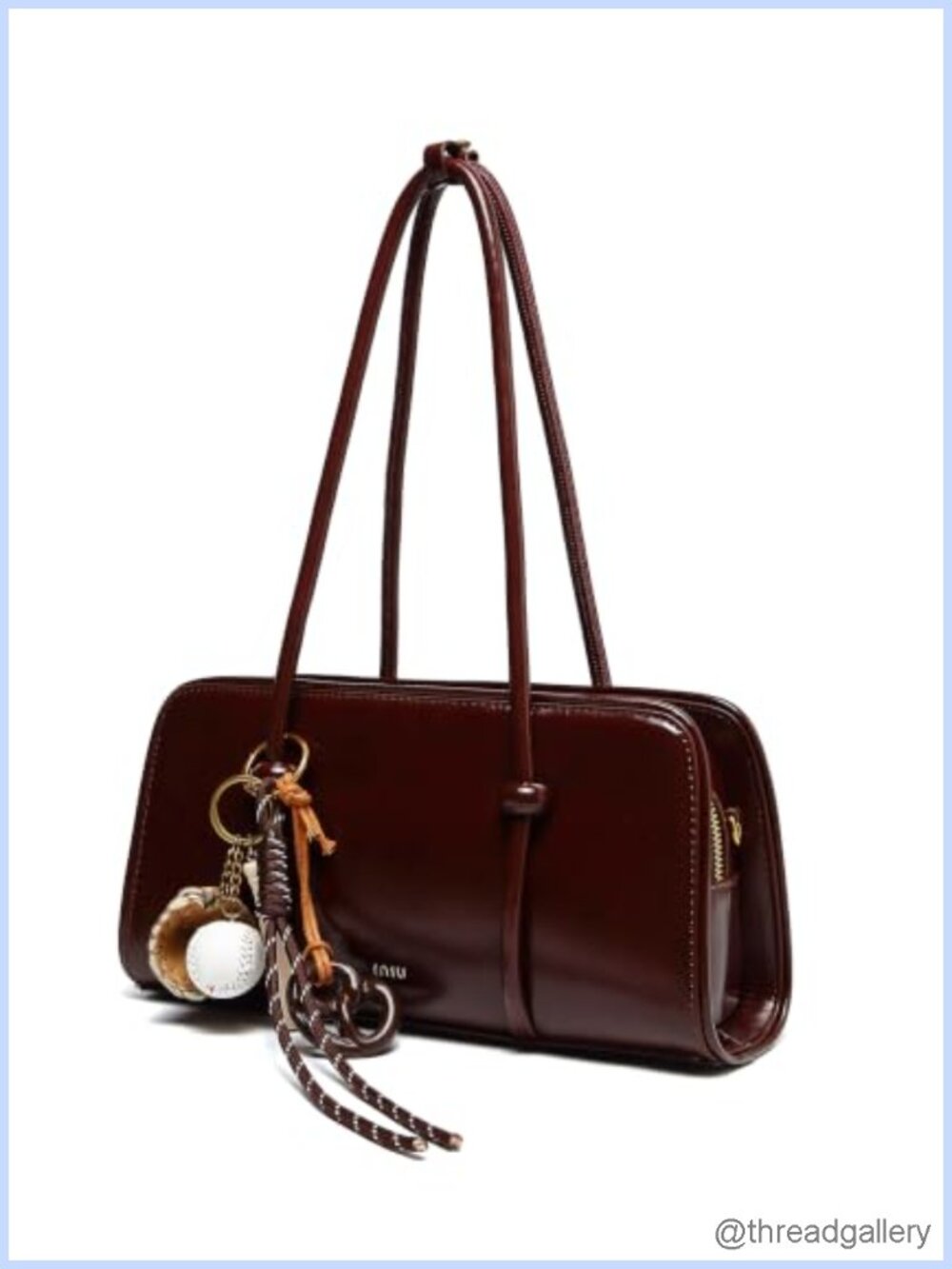 Women's Glossy PU Leather Top Handle Satchel Shoulder Crossbody Bag